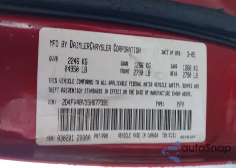 2005 Dodge Magnum Se z USA, uszkodzony, nr VIN 2D4FV48V35H677391